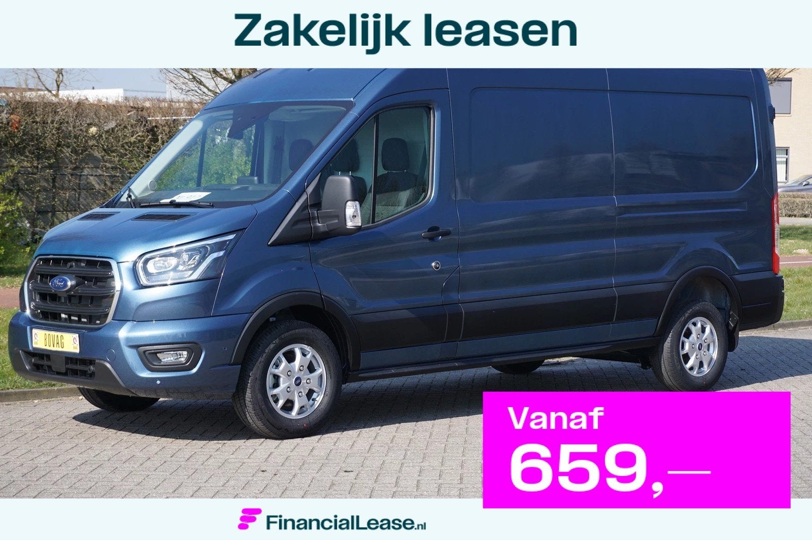 Ford Transit 350L 170PK L3H2 Limited AUT BPM VRIJ! 12" Sync4, 4 cilinders, Blauw, Bedrijf, Diesel