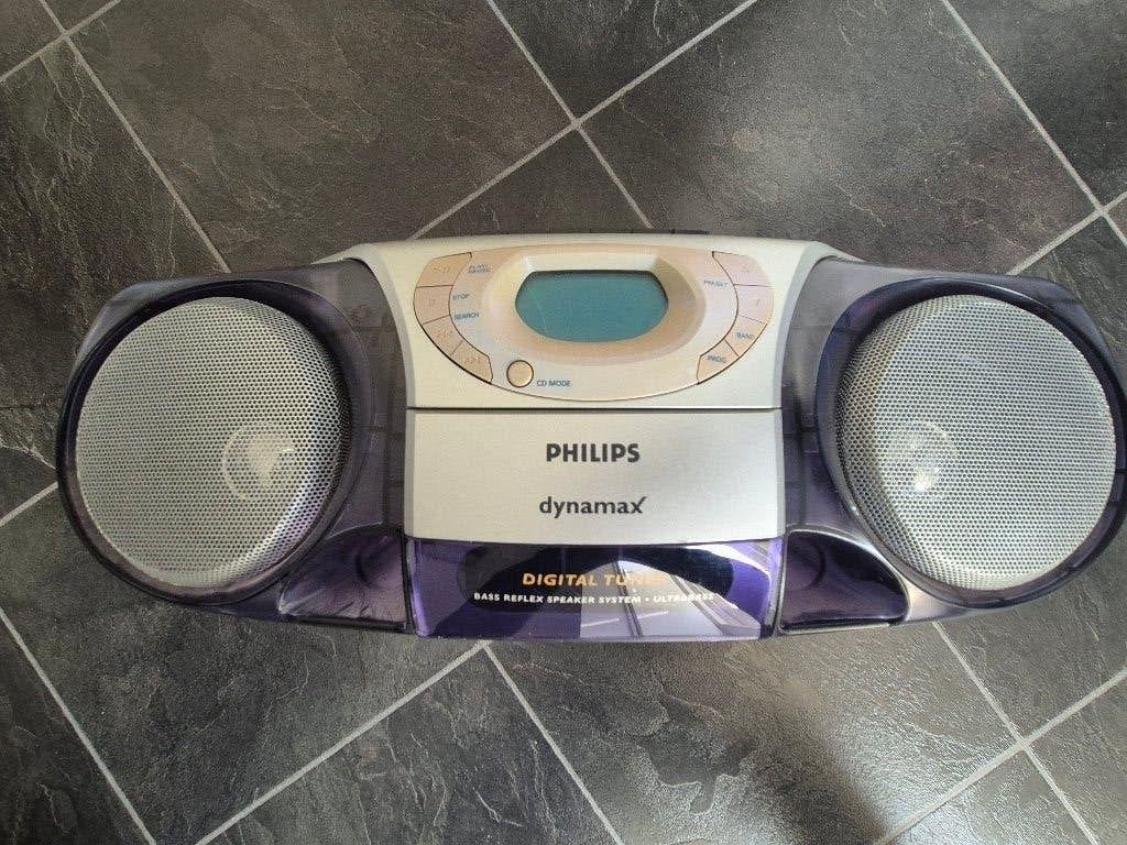 Philips Dynamax AZ2010 – CD-radio en cassettespeler, Ophalen, Gebruikt, Met cd-speler