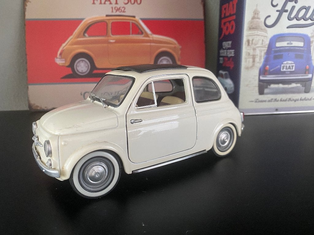 Fiat 500 1:16  wit/creme, Ophalen of Verzenden, Nieuw, Auto