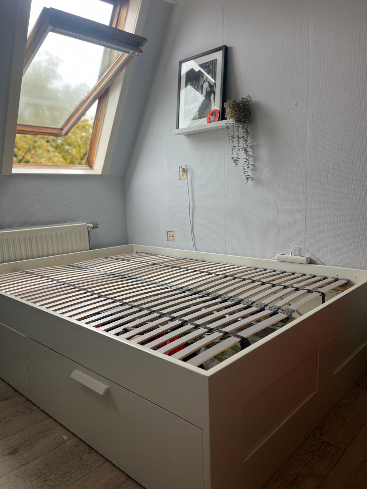 Ikea Bedframe wit met opberglades (brimnes), Ophalen, Wit, Tweepersoons, 140 cm