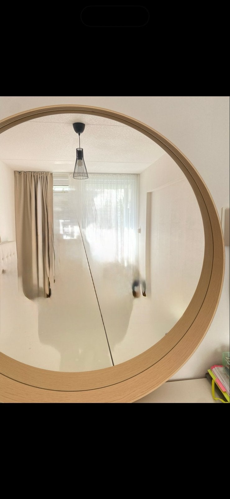 IKEA STOCKHOLM spiegel, eikenfineer, 80 cm, Ophalen, Rond, Zo goed als nieuw, 75 tot 100 cm