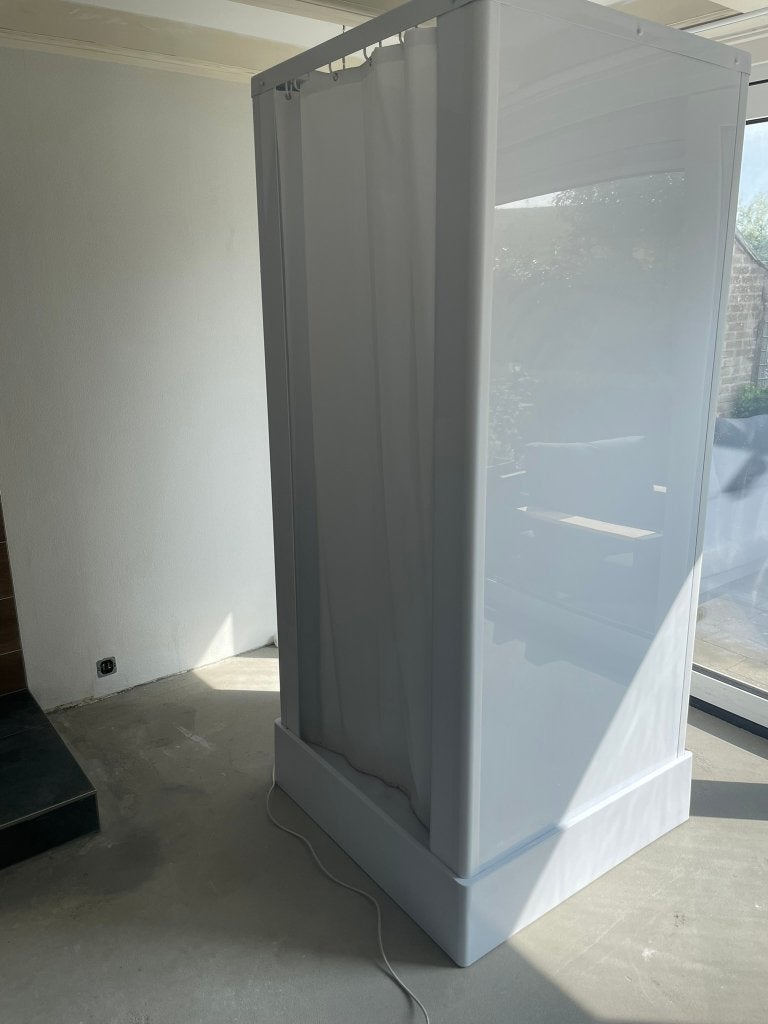 Mobiele douchecabine 90x90 cm – nauwelijks gebruikt, Ophalen, Zo goed als nieuw, Chroom, Douche