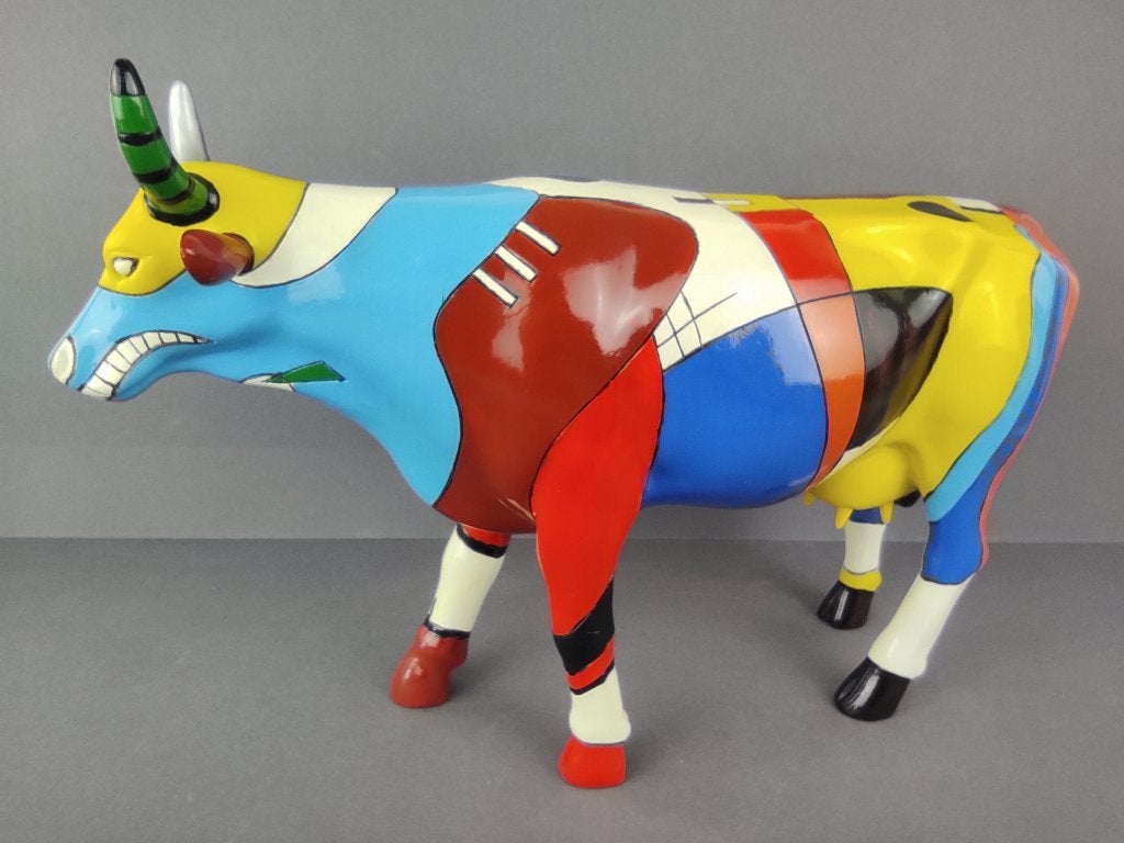 CowParade Koe "Kowdinski" LARGE (zeldzaam), Antiek en Kunst, Ophalen of Verzenden, Beeld, Meerkleurig, Handgemaakt