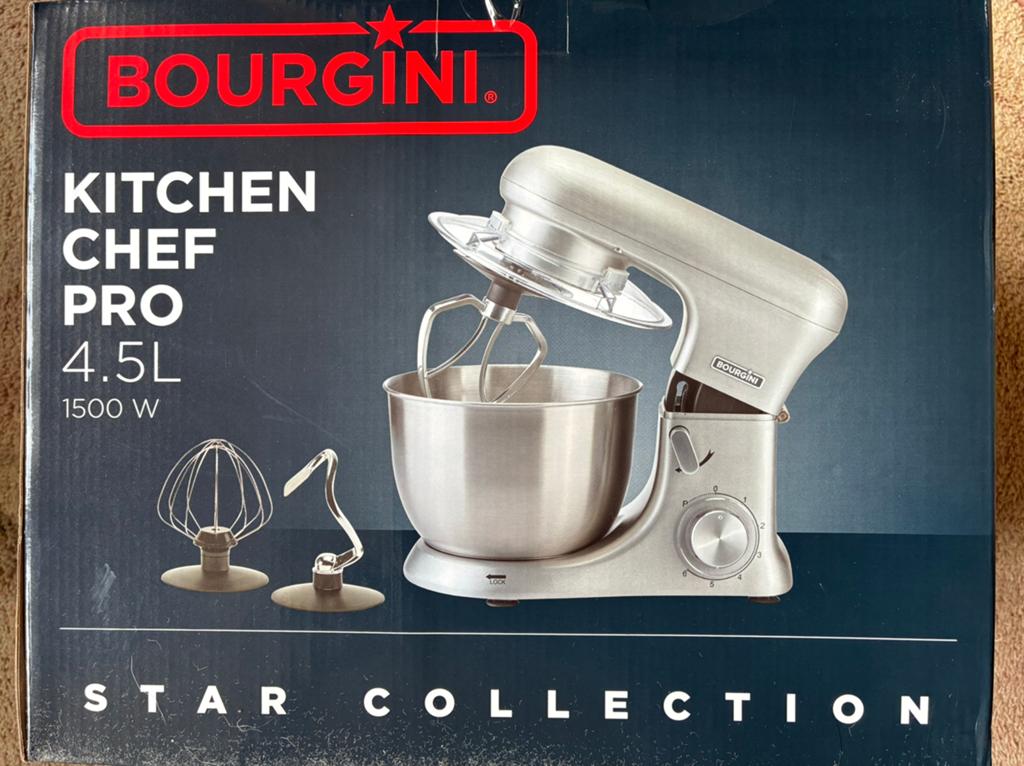 Bourgini Kitchen Chef Pro 4.5L 1500W Keukenmachine, Witgoed en Apparatuur, Keukenmixers, 4 liter of meer, Ophalen, Nieuw, 3 snelheden of meer