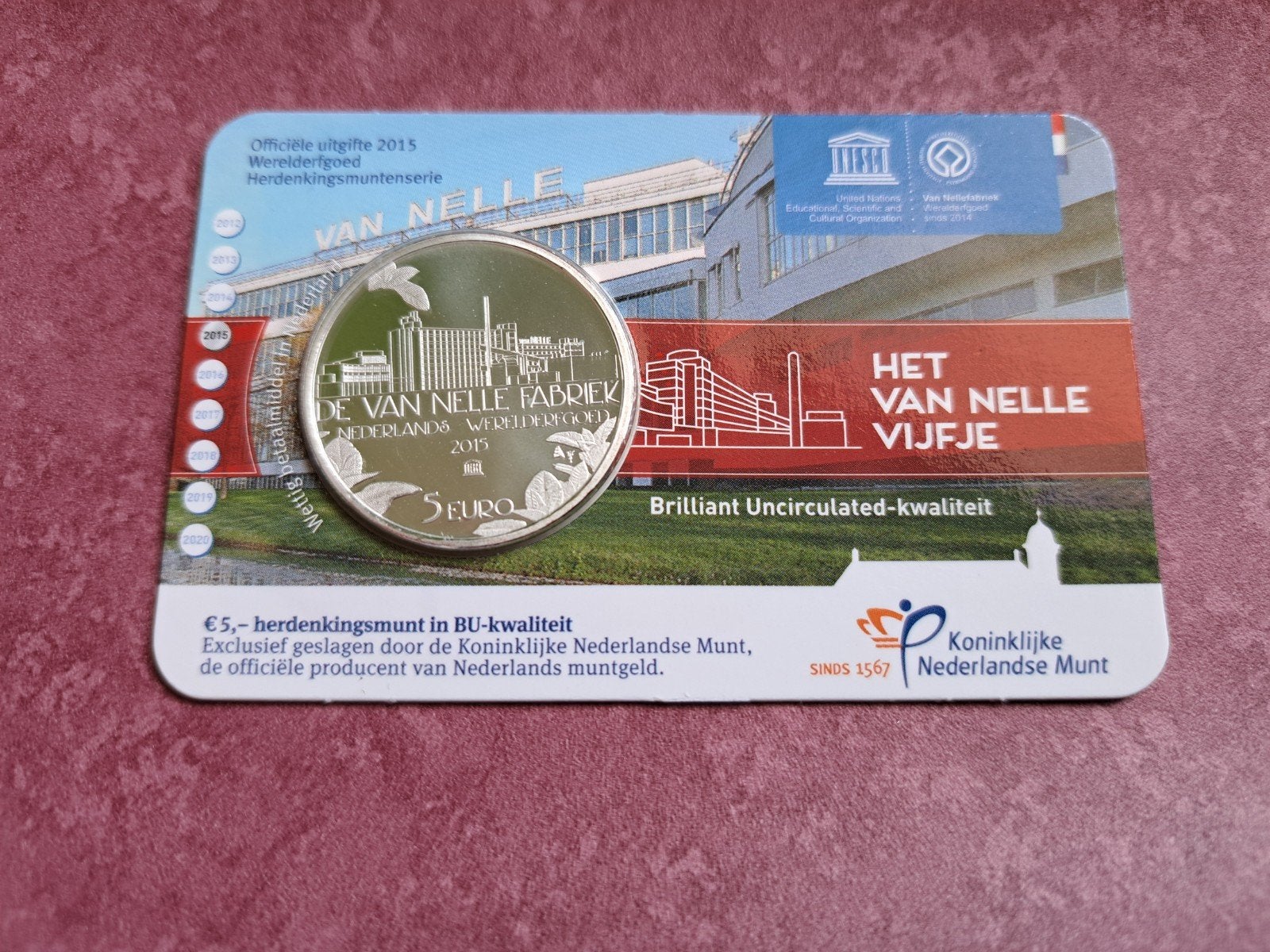 5 euro coincard Van Nelle Vijfje 2015 (BU Kwaliteit), Postzegels en Munten, Munten | Nederland, Ophalen of Verzenden, Euro's