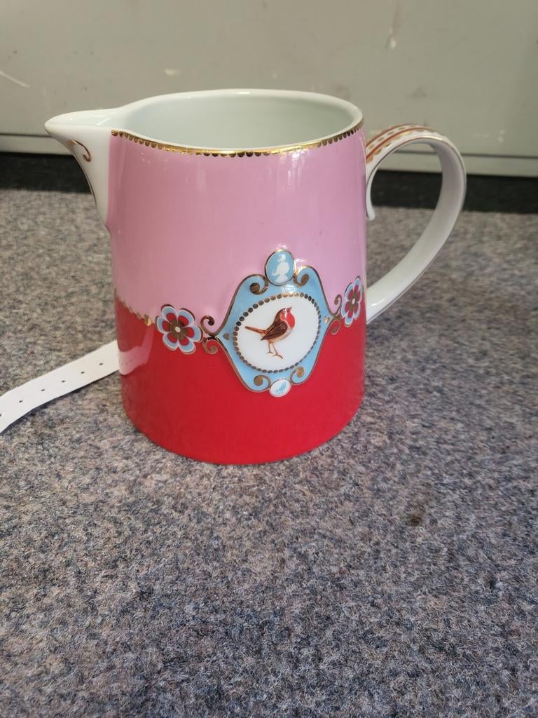 Pip Studio melkkannetje 270ml roze/rood love birds, Overige typen, Ophalen of Verzenden, Zo goed als nieuw, Overige stijlen