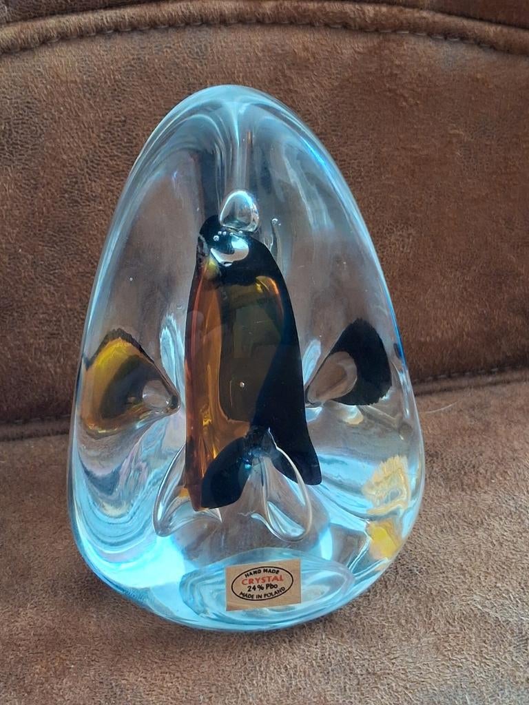 Ozzaro Kristal Sculptuur - Handgeblazen - Zwart & Amber -, Antiek en Kunst, Ophalen of Verzenden
