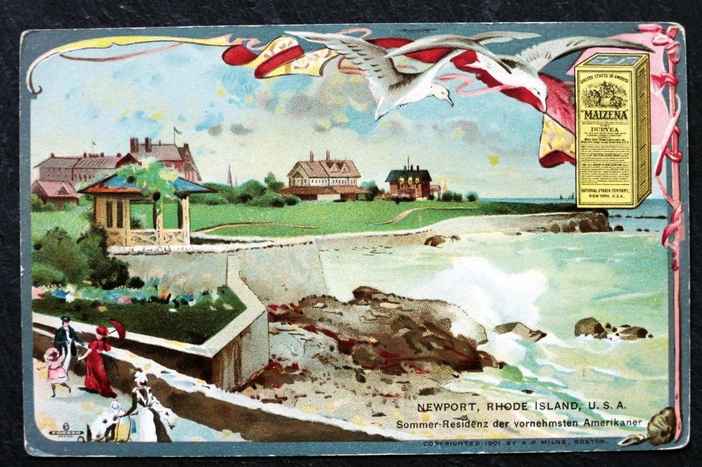 Chromo Reclame Maizena, Newport, Rhode Island, USA, Verzamelen, Gebruikt, Verzenden, Voor 1940, Prent
