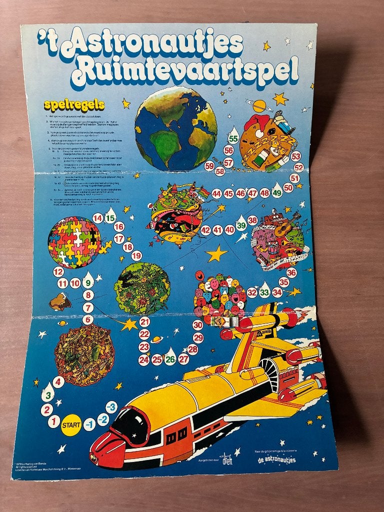 Vintage bord bordspel 't Astronautjes Ruimtevaartspel 1979, Ophalen of Verzenden, Gebruikt
