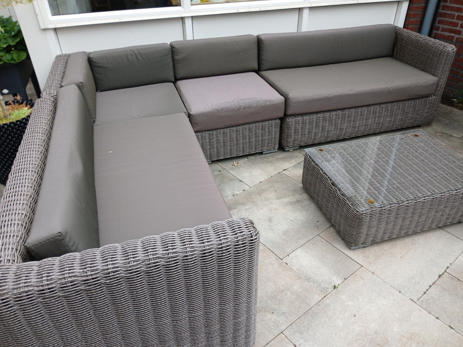 Arbrini hoek loungeset met stoelen, Tuin en Terras, Tuinsets en Loungesets, Ophalen, Kunststof, Bank