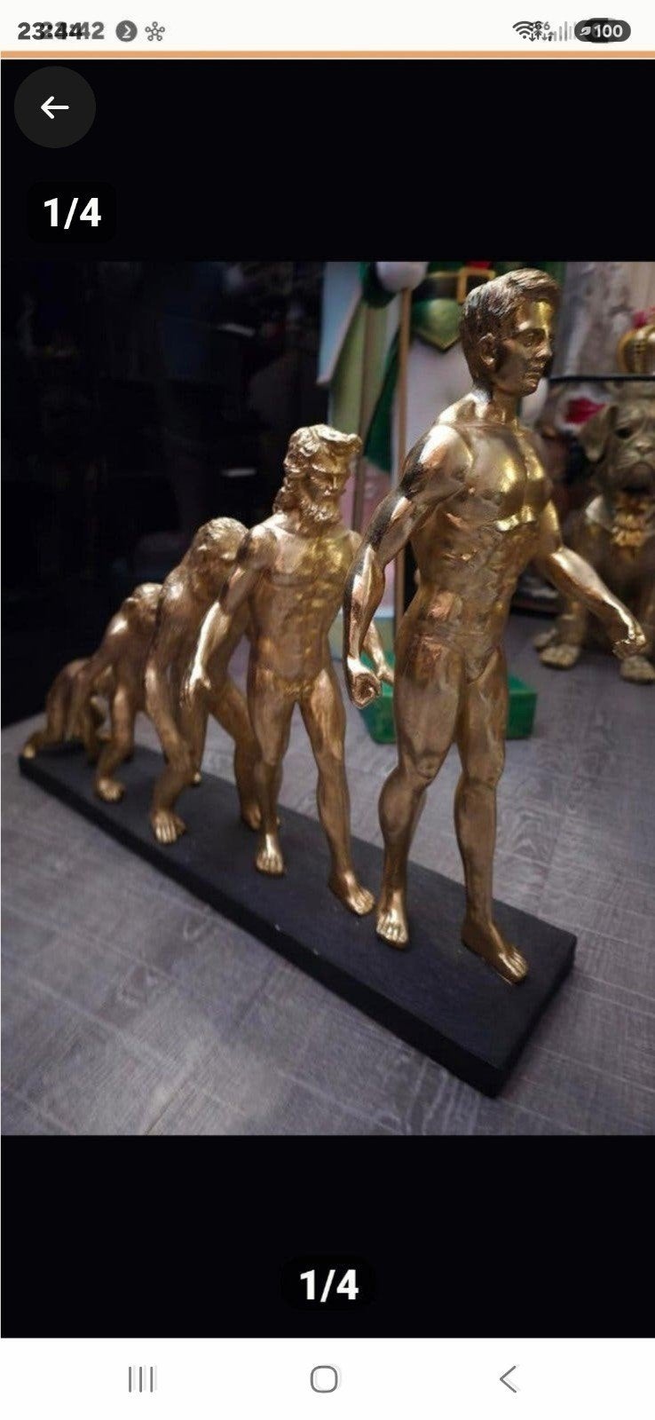 Dit unieke gouden sculptuur toont de evolutie van de mens, Ophalen of Verzenden