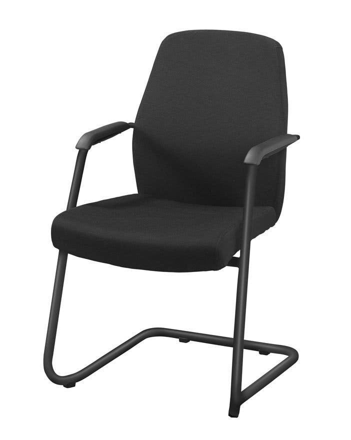 Vergaderstoel 931,  hoge rug, Zwarte stof, Zwart sledeframe, Huis en Inrichting, Stoelen, Nieuw, Vijf, Zes of meer stoelen, Metaal