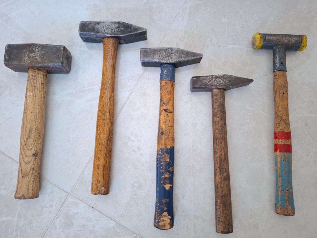 Partij vintage Peddinghaus bankhamers vuistje, hickory steel, Doe-het-zelf en Verbouw, Ophalen, Gebruikt