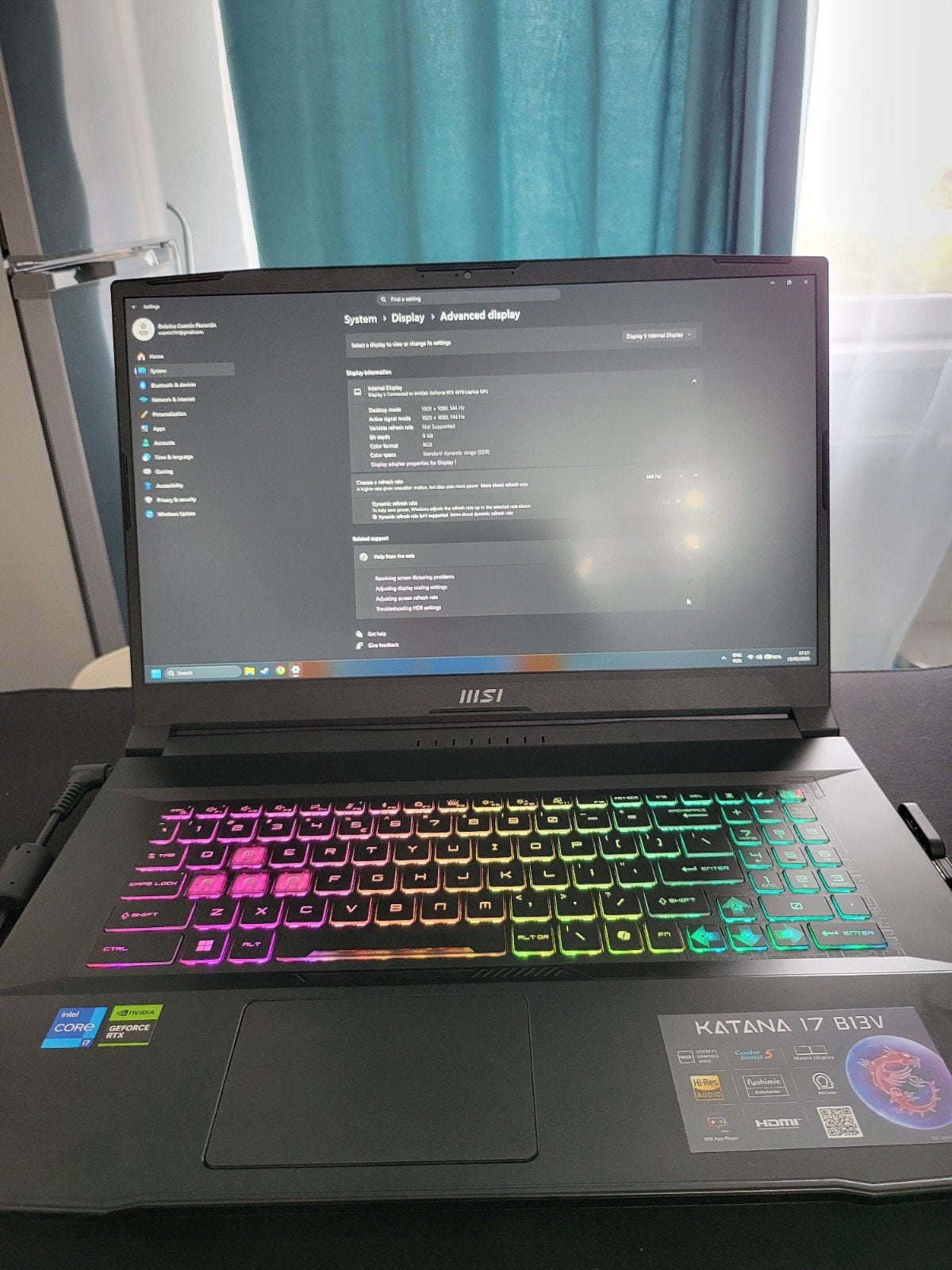 MSI KATANA 17 RTX4070 8GB leptop with I7 13620H, Computers en Software, Windows Laptops, Met videokaart, 32 GB, Intel® Core™ i7 