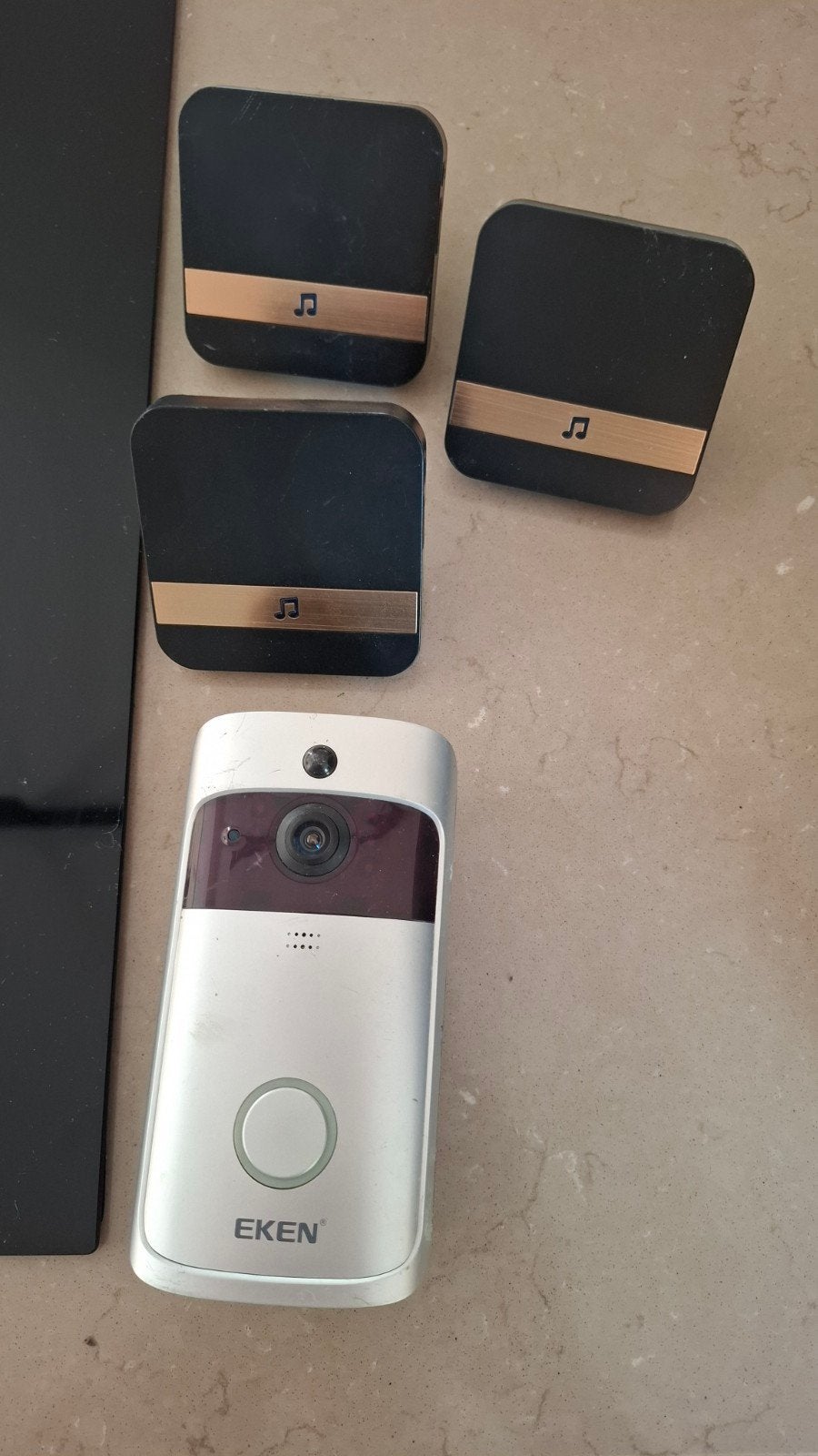 EKEN Video Deurbel met 3 Draadloze Ontvangers, Huis en Inrichting, Deurbellen, Gebruikt, Draadloos, Ingebouwde camera, Compatibel met smartphone