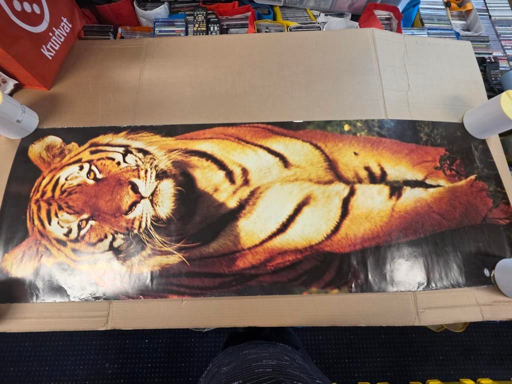Vintage Tijger Poster - Esso Reclame, Gebruikt, Oorspronkelijke maker, Ophalen of Verzenden, 75 tot 100 cm