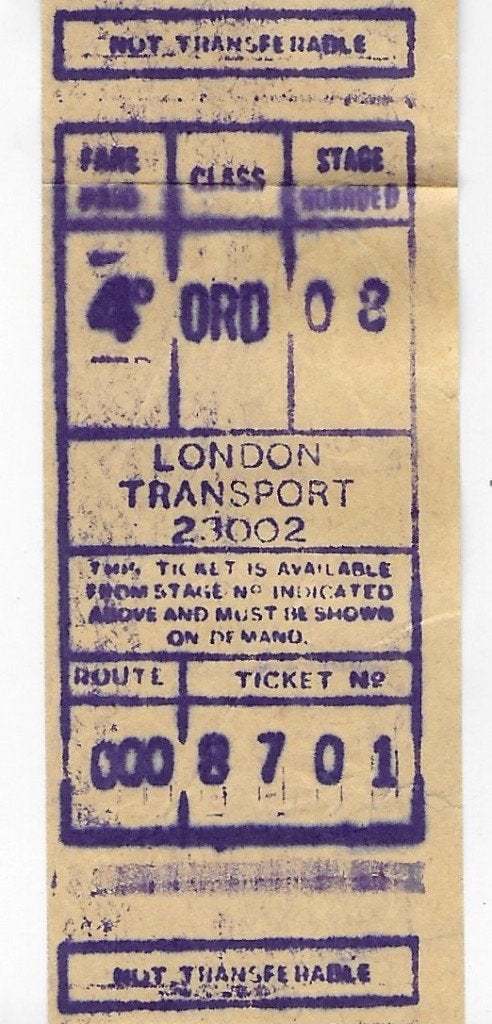 3 Tickets van London transport uit de jaren '50, Ophalen of Verzenden, Gebruikt, Bus of Metro, Overige typen