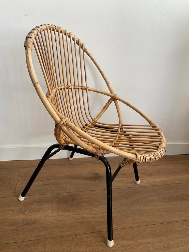 vintage rotan / rieten Rohe - Noordwolde stoel, Huis en Inrichting, Stoelen, Ophalen, Overige kleuren, Riet of Rotan, Zo goed als nieuw