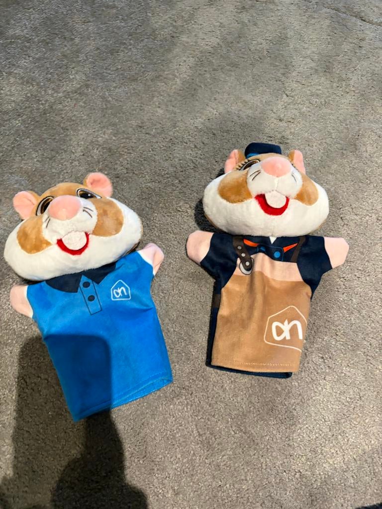 Albert Heijn Handpoppen Hamsters (2 stuks), Gebruikt, Albert Heijn, Hamster, Ophalen of Verzenden