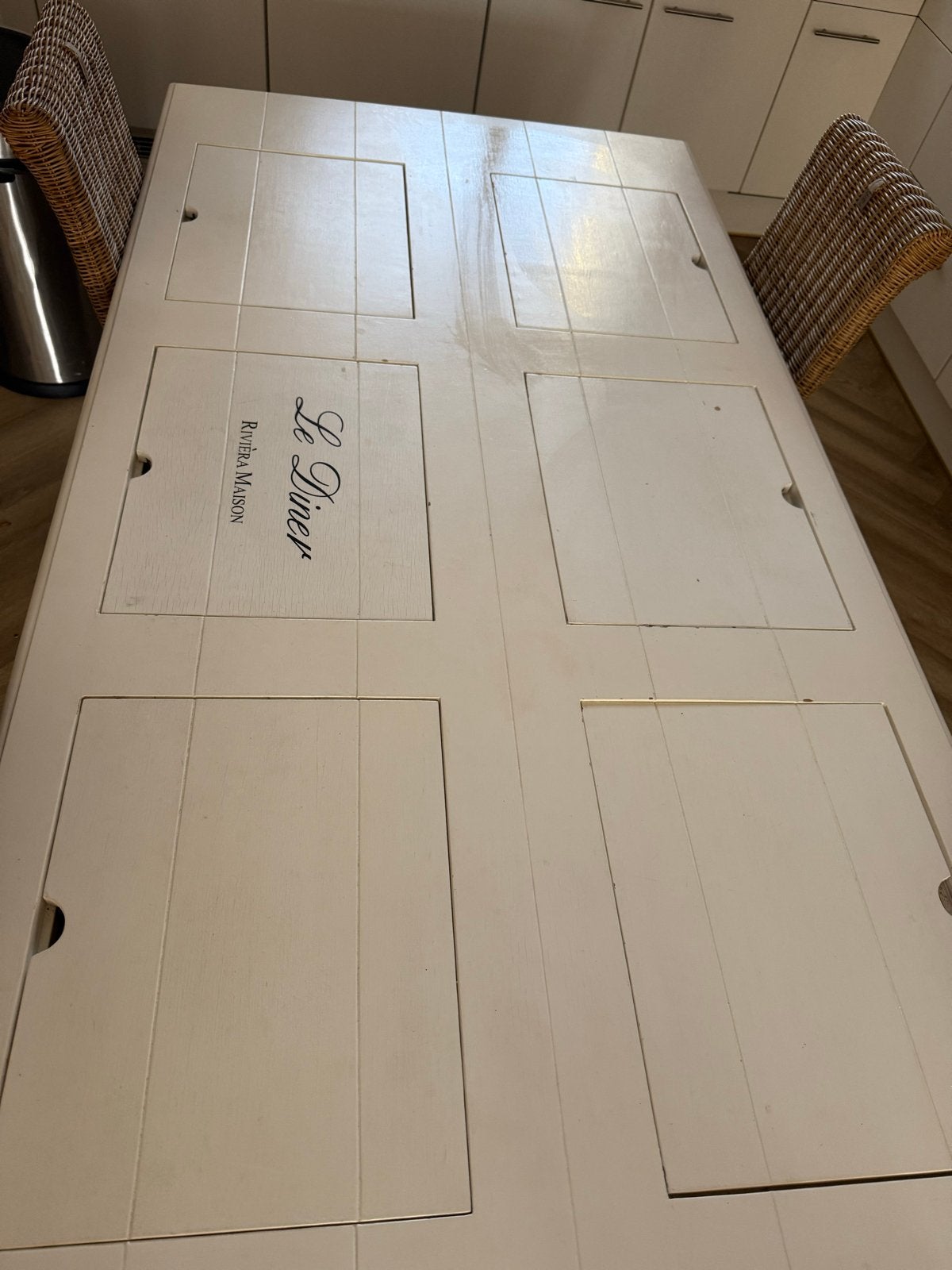 Riviera Maison eettafel met opbergruimte, Huis en Inrichting, Tafels | Eettafels, Ophalen, Gebruikt, 100 tot 150 cm, 150 tot 200 cm