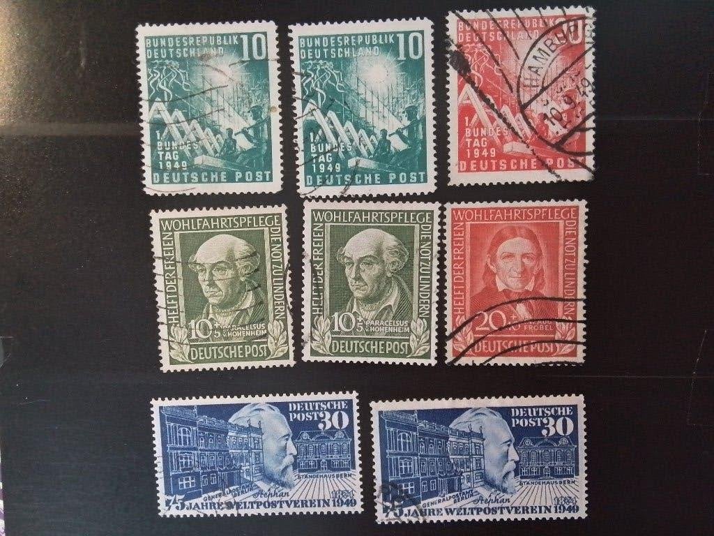 1949/1950 uitzoeken welke zegels u wenst, zie overzicht, Verzenden, BRD, Gestempeld