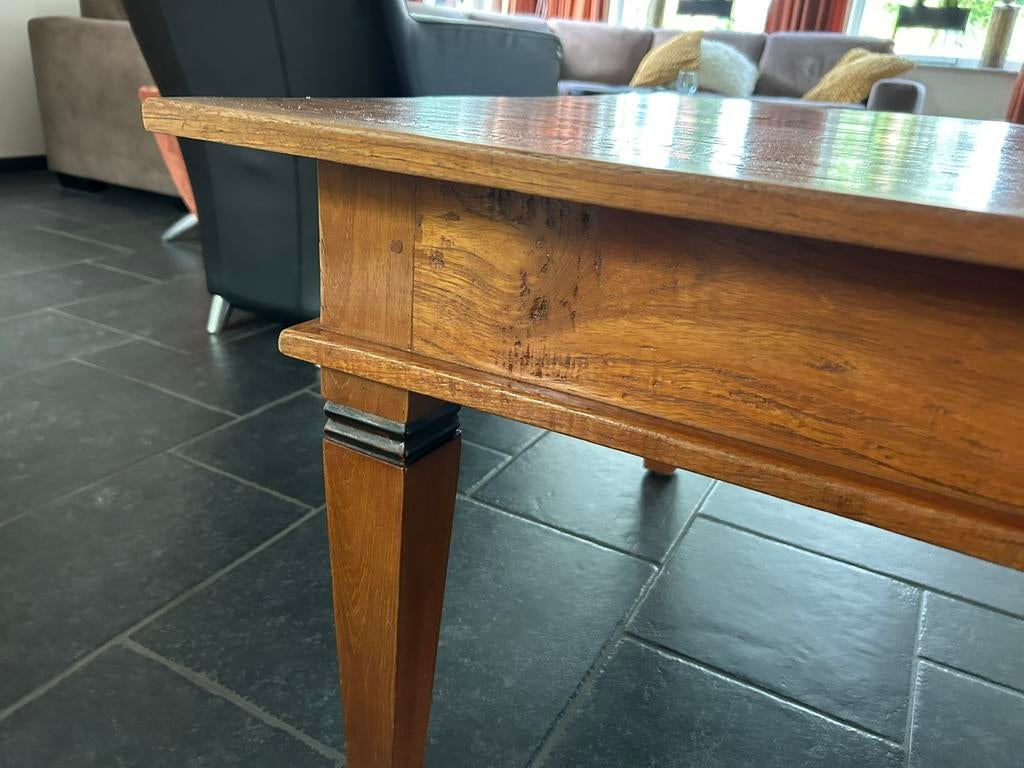 Teakhouten Salon tafel, Ophalen, Teakhout, 50 tot 100 cm, Zo goed als nieuw