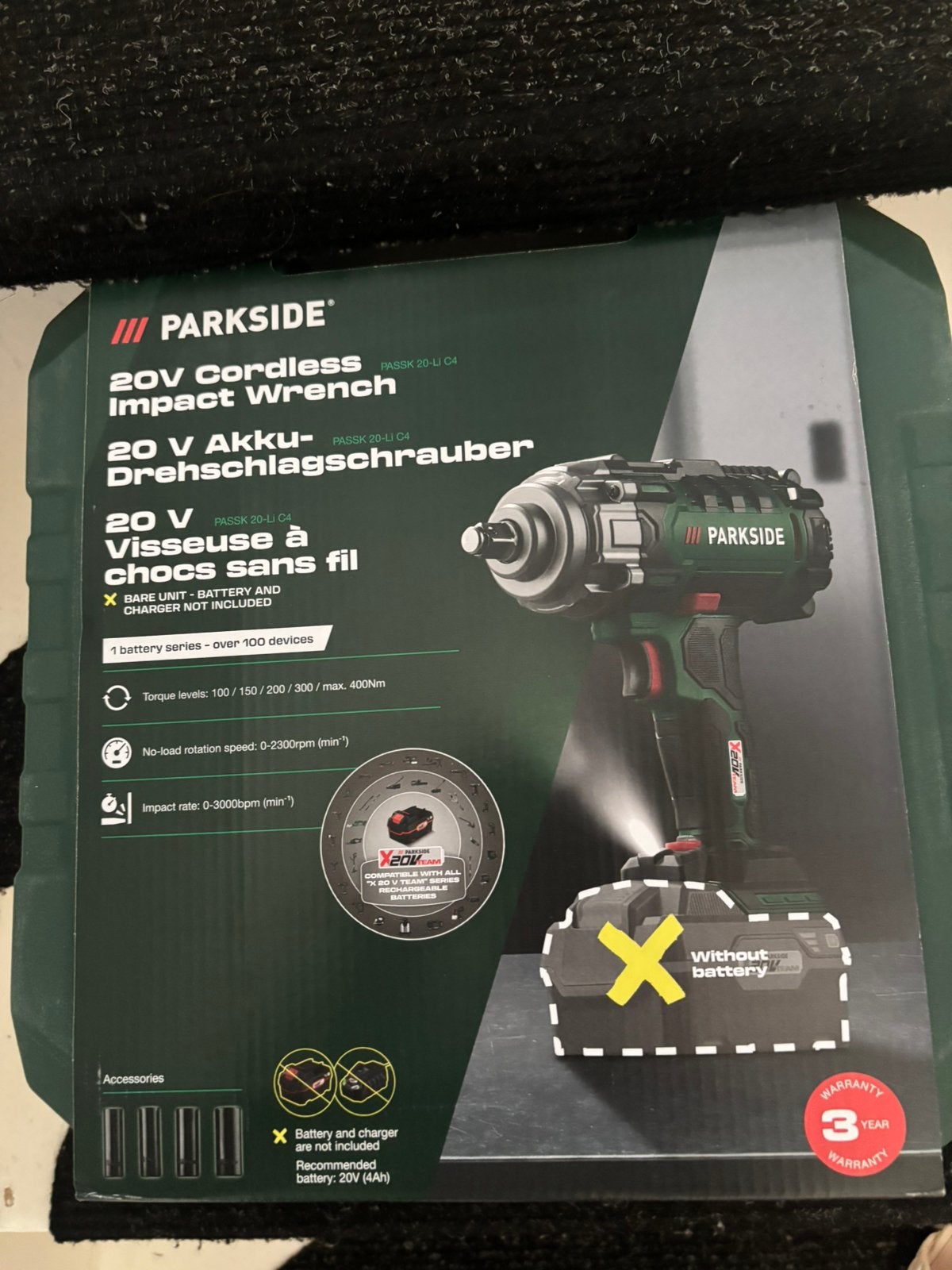 Parkwide Slagmoersleutel, Ophalen, Nieuw