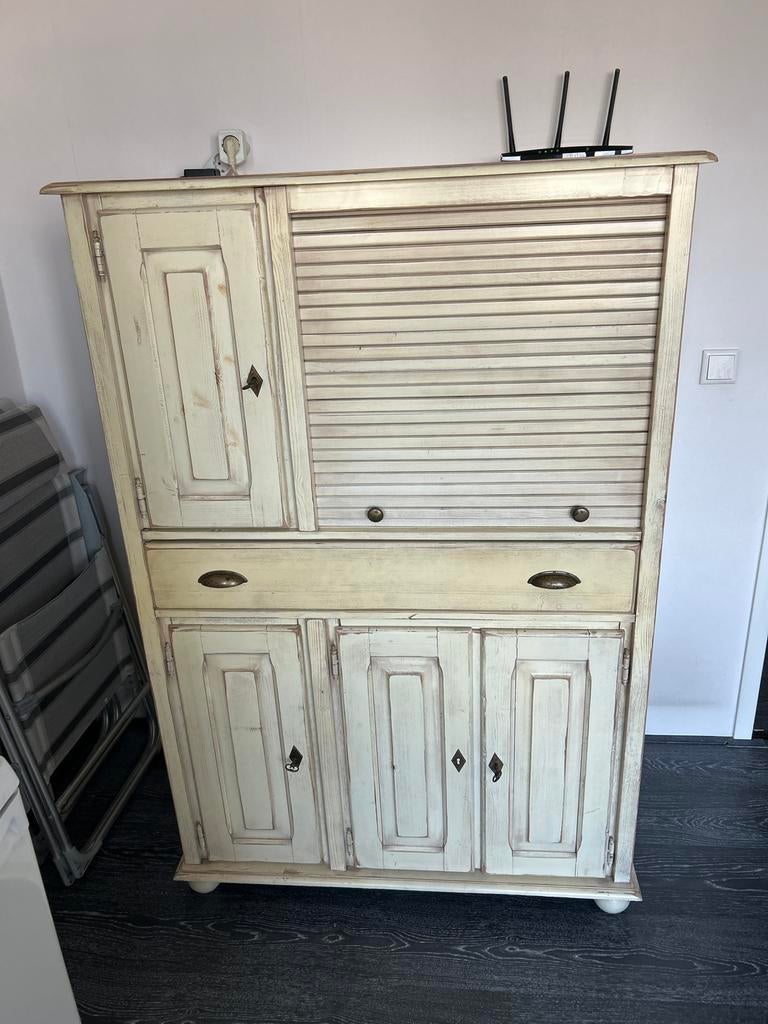 Vintage secretaire/computerkast met rolluik, Huis en Inrichting, Kasten | Computermeubels, Ophalen, Gebruikt, 70 tot 120 cm, 170 cm of meer