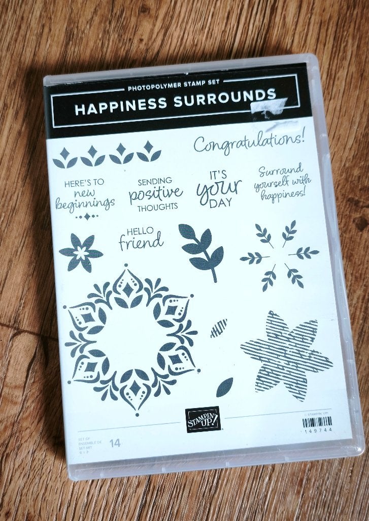 Stempels van Stampin'up  Happiness surrounds, Hobby en Vrije tijd, Stempelen, Ophalen of Verzenden, Zo goed als nieuw, Clearstamp