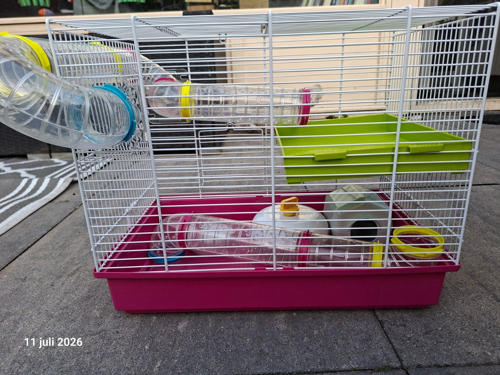 Hamsterkooi, Dieren en Toebehoren, Knaagdieren en Konijnen | Toebehoren, Ophalen, Zo goed als nieuw, Loopwiel of Rad
