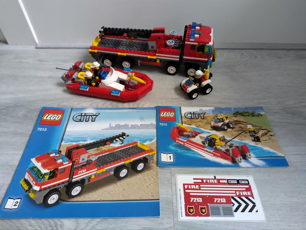 Lego 7213 brandweer auto met boot., Ophalen of Verzenden, Zo goed als nieuw