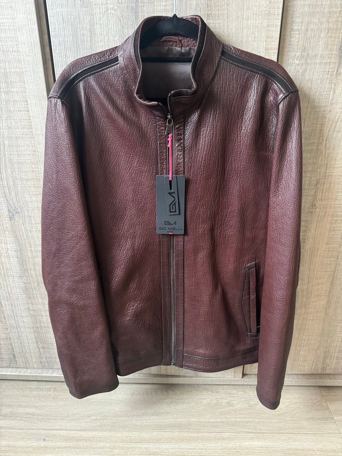Stijlvol heren leren jack - Gio Melli - Maat L, Ophalen of Verzenden, Zo goed als nieuw, Maat 52/54 (L), Rood
