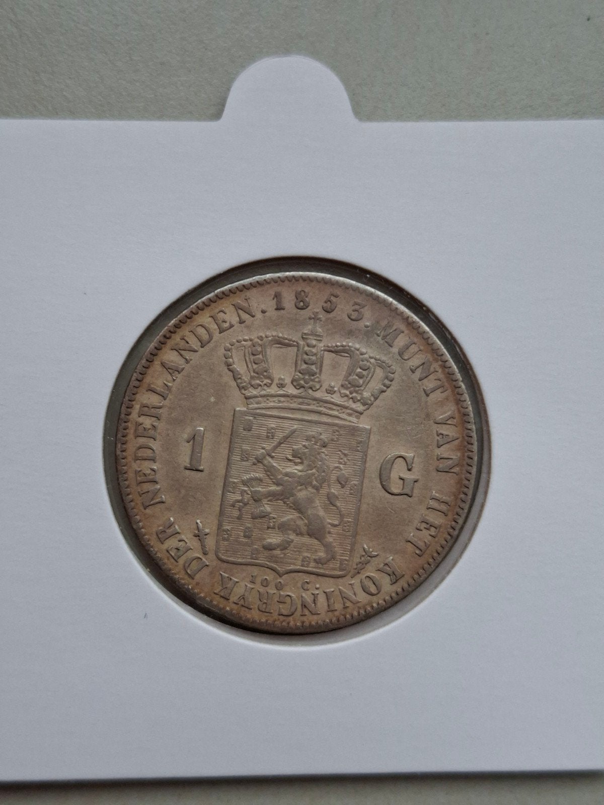 1 gulden 1853 zeldzaam willem III, 1 gulden, Koning Willem III, Zilver, Ophalen of Verzenden