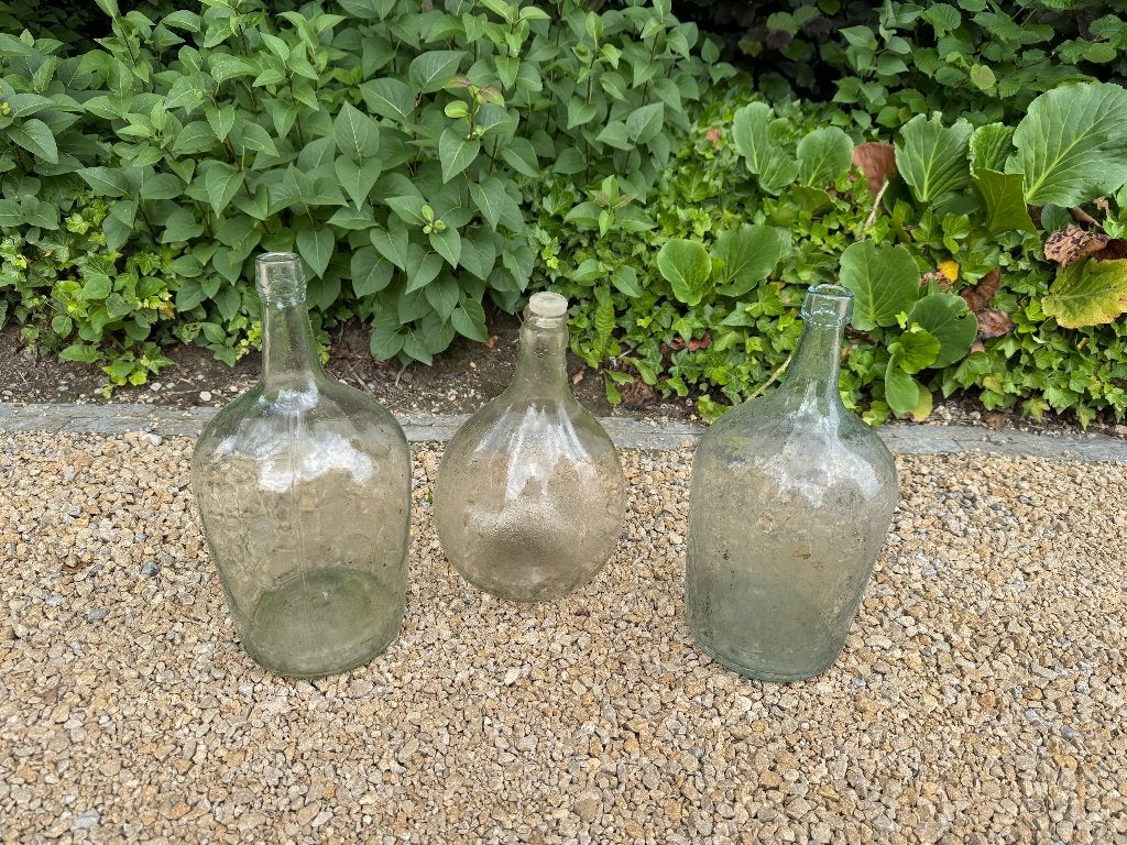 3 Dame Jean flessen doorzichtig, 5 liter, Antiek en Kunst, Ophalen