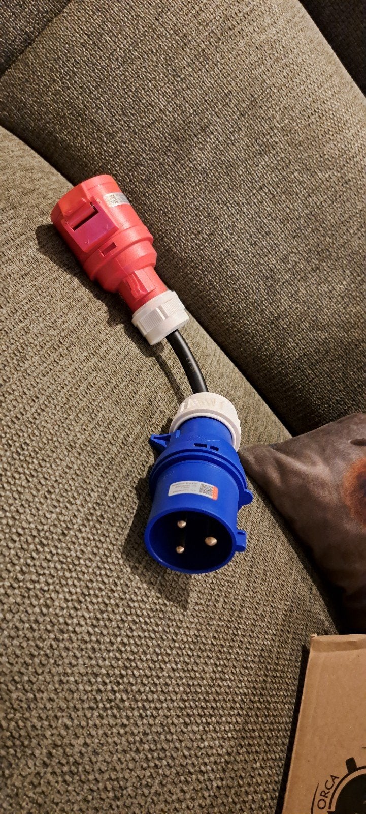 CEE verloopkabel/adapter - Blauw 32A (M) naar Rood 32A (F), Ophalen of Verzenden, Nieuw