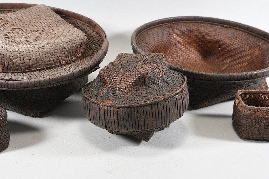 260805 - collection Afrikaans Raffia fiber Kuba baskets, Ophalen of Verzenden