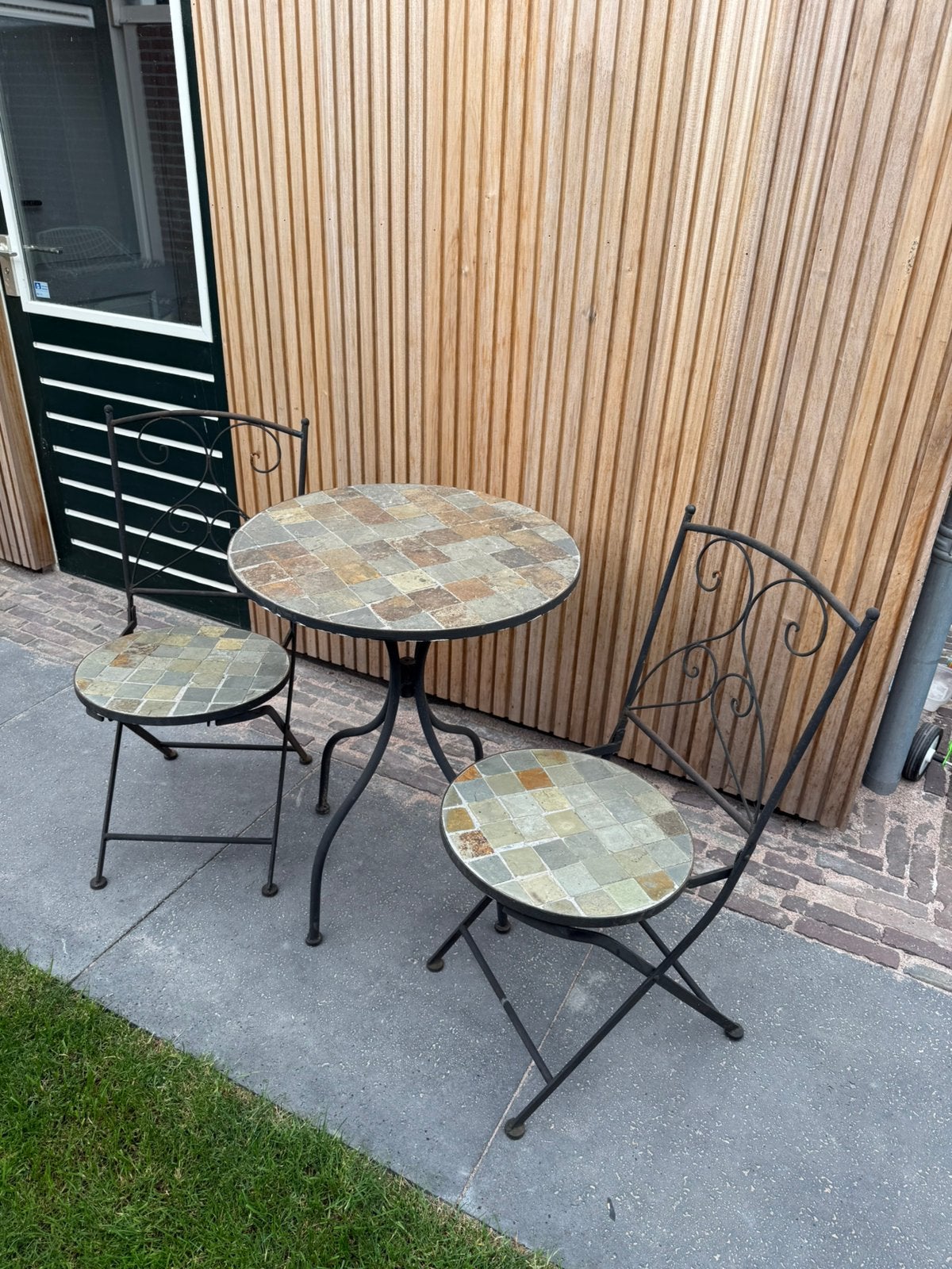 Ijzeren bistro set, Tuin en Terras, Tuinsets en Loungesets, Ophalen, Gebruikt, Overige materialen, 2 zitplaatsen