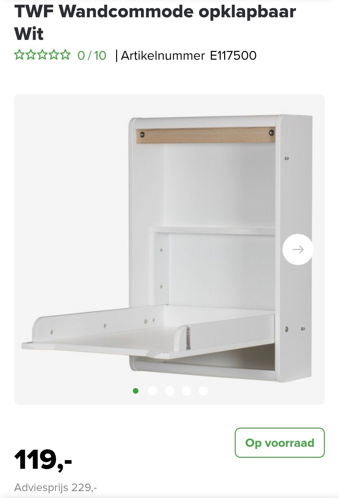 TWF Wandcommode opklapbaar - Compact en Veilig, Minder dan 90 cm, Minder dan 75 cm, Nieuw, Ophalen of Verzenden