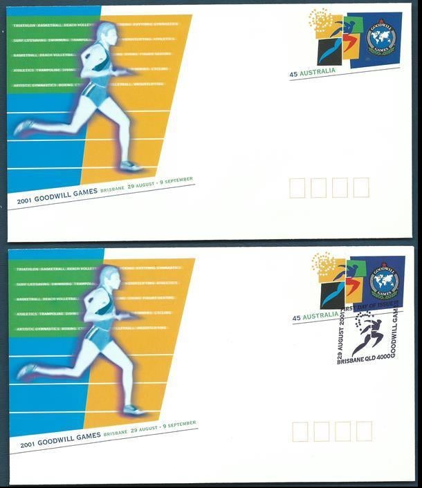 AUSTRALIE 2001 Goodwill Games Pre-Stamped Envelopes,, Verzenden, Sport