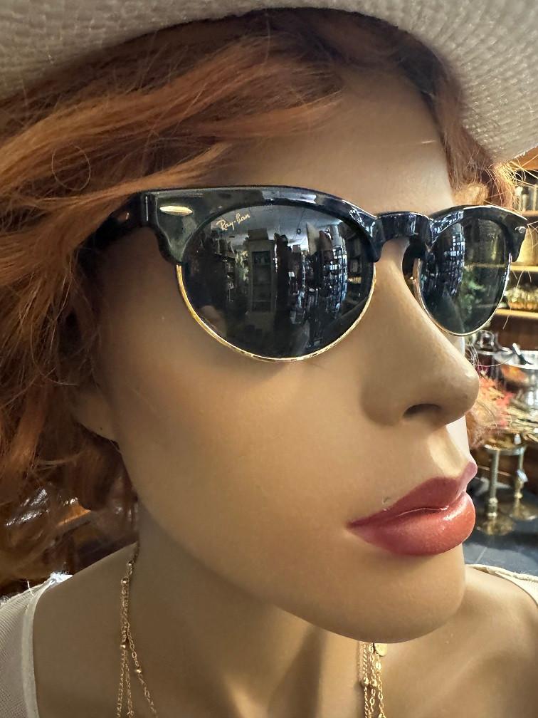 Vintage B&L Ray-ban Clubmaster Oval W1266 zonnebril Club01, Ray-Ban USA, Zwart, Nieuw, Ophalen of Verzenden