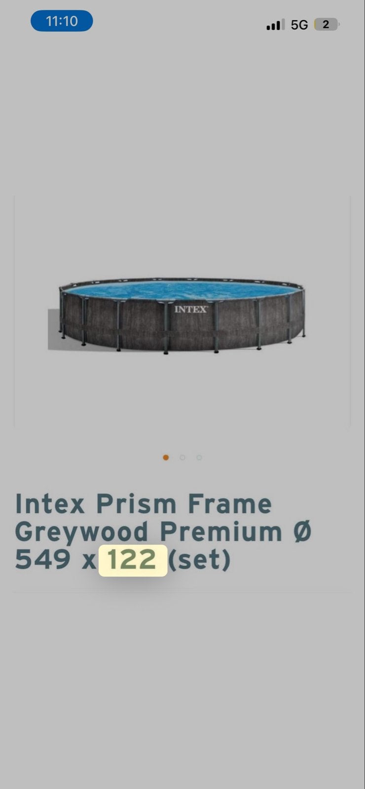 Intex Prism Frame Greywood Premium Zwembad Ø 549 x 122, Tuin en Terras, Gebruikt, Rond, 300 cm of meer, Ophalen