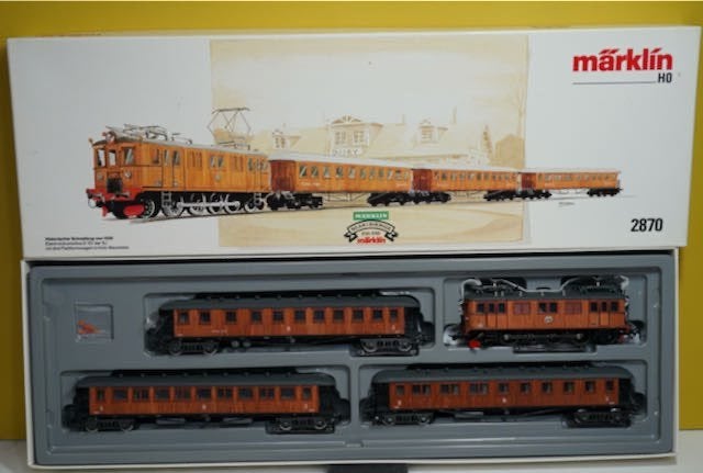 Märklin 2870 Historischer Schnellzug der SJ mit E-Lok D 101, Wisselstroom, Locomotief, Nieuw, Ophalen of Verzenden