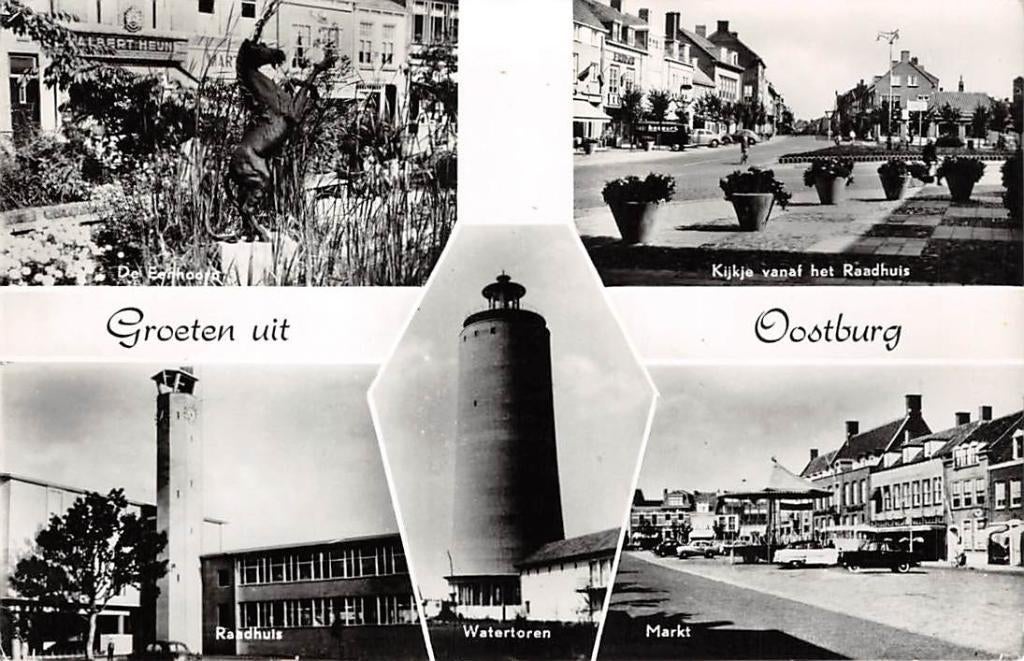 Oostburg Watertoren Raadhuis De Eenhoorn Markt Zeeuws-Vla., Verzenden, 1960 tot 1980, Gelopen, Zeeland