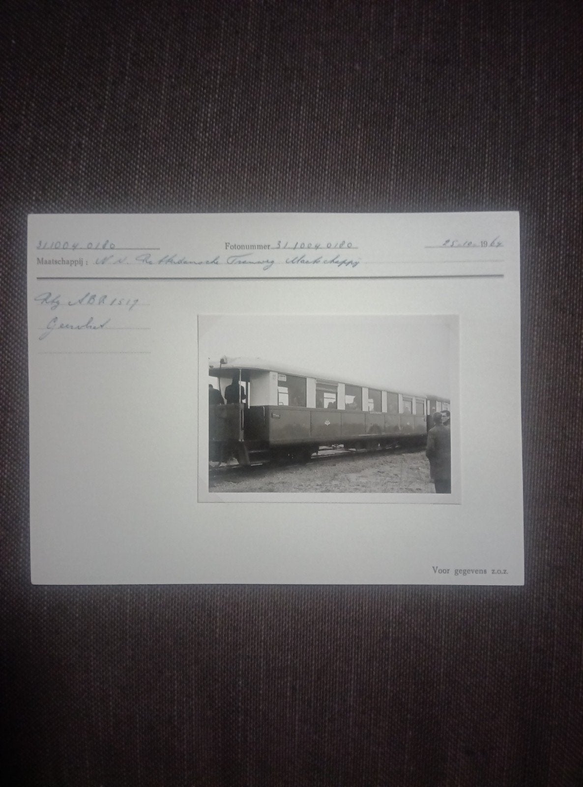 foto en gegevenskaart van trein ABBR 1219, Ophalen of Verzenden, Gebruikt, Trein, Kaart of Prent
