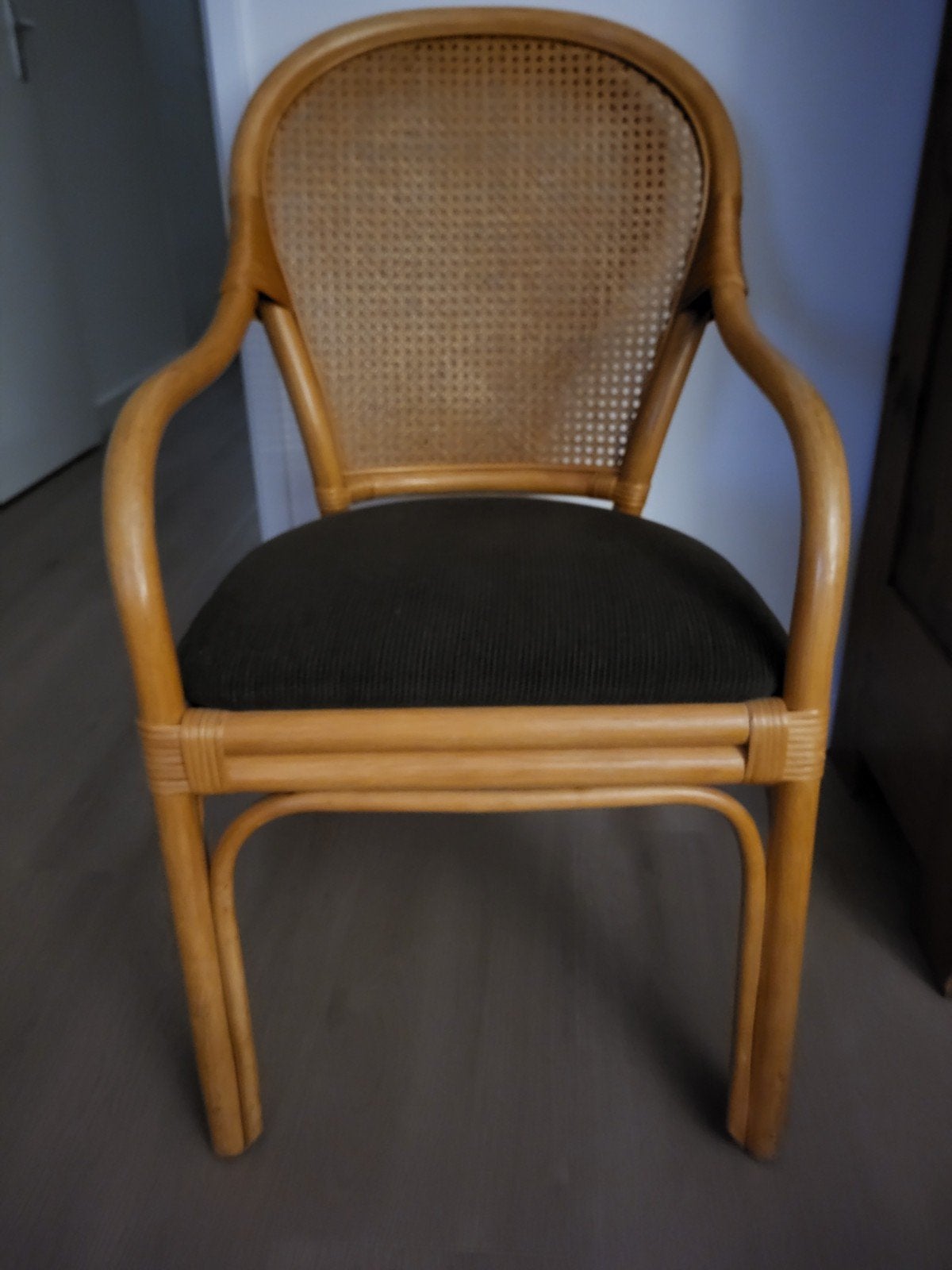 Rotan stoel met webbing rugleuning - perfecte staat, Ophalen