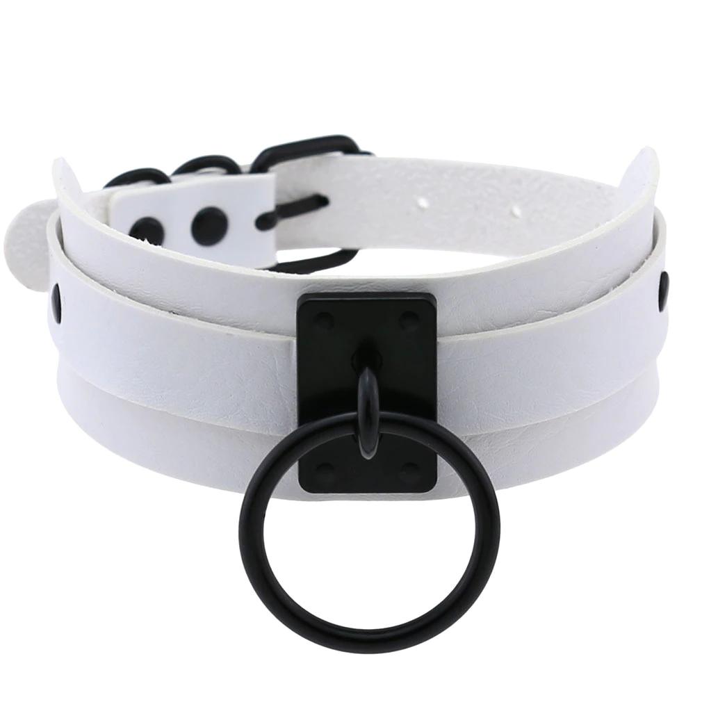Witte halsband met ring / choker heren dames ketting, Verzenden, Nieuw, Wit, Overige materialen