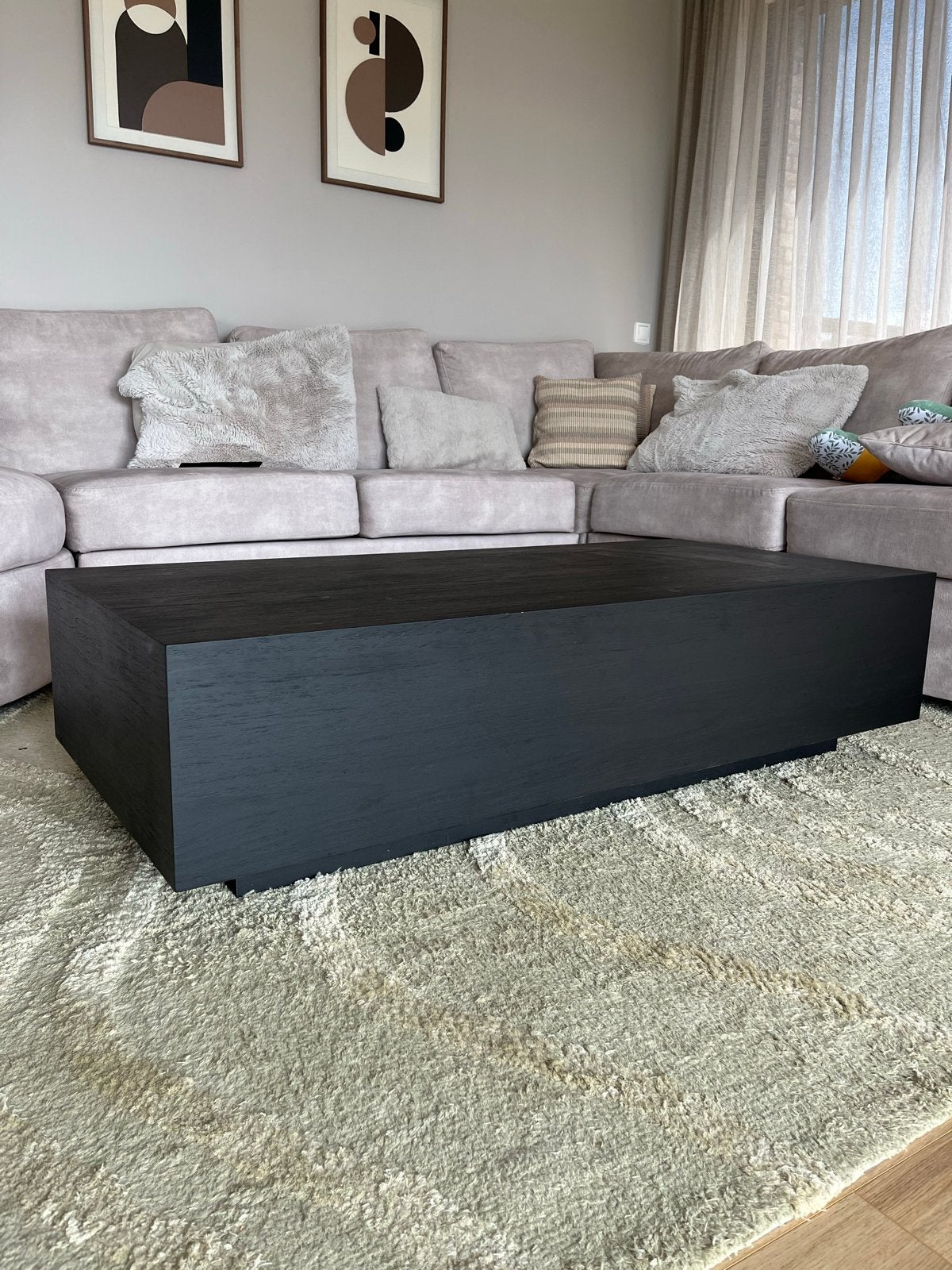 Stijlvolle Mango Houten Salontafel - Zwart, Huis en Inrichting, Tafels | Salontafels, Ophalen, Gebruikt, 100 tot 150 cm, 50 tot 100 cm