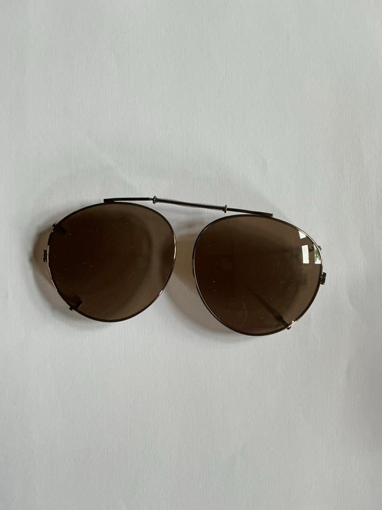 Ofar Clipzonnebril Pilotenmodel met brillendoos, Overige merken, Gebruikt, Zonnebril, Bruin