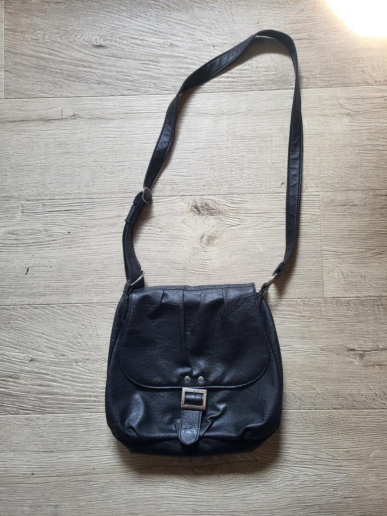 Vintage Bibiche Leren Tas - Zo Goed als Nieuw, Ophalen of Verzenden, Zo goed als nieuw, Zwart, Schoudertasje