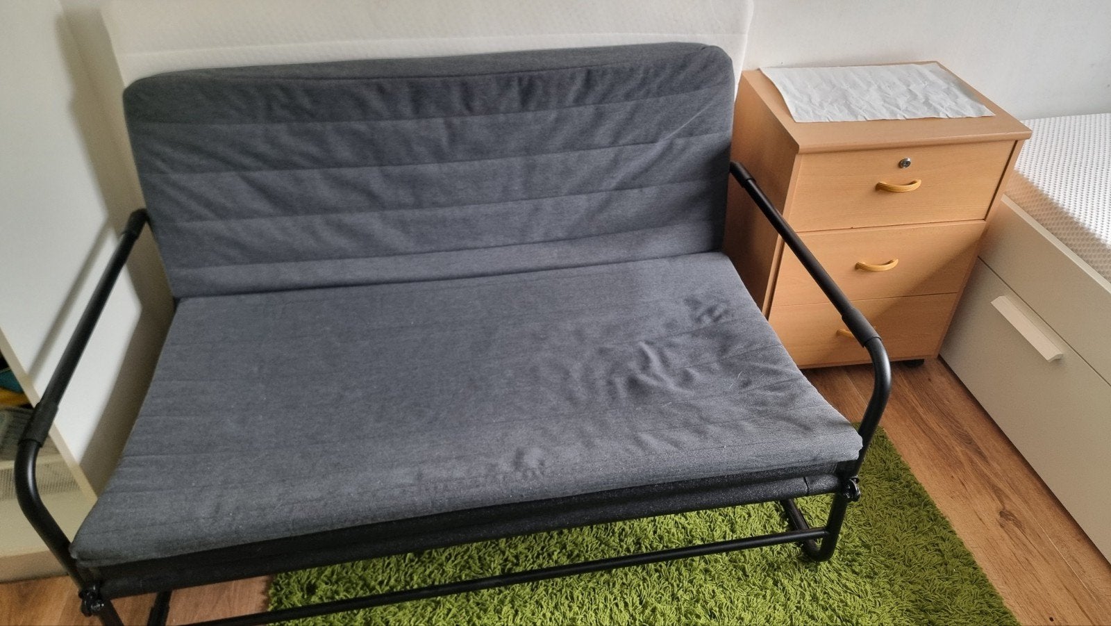 Slaapbank Hammarn IKEA + topper, Ophalen, Tweepersoons, Zo goed als nieuw, 120 cm